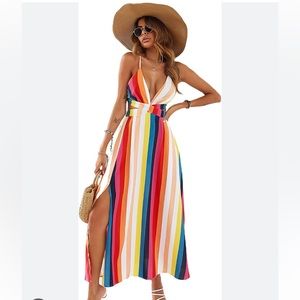 🌻Bright color stripe maxi dress 🌺
